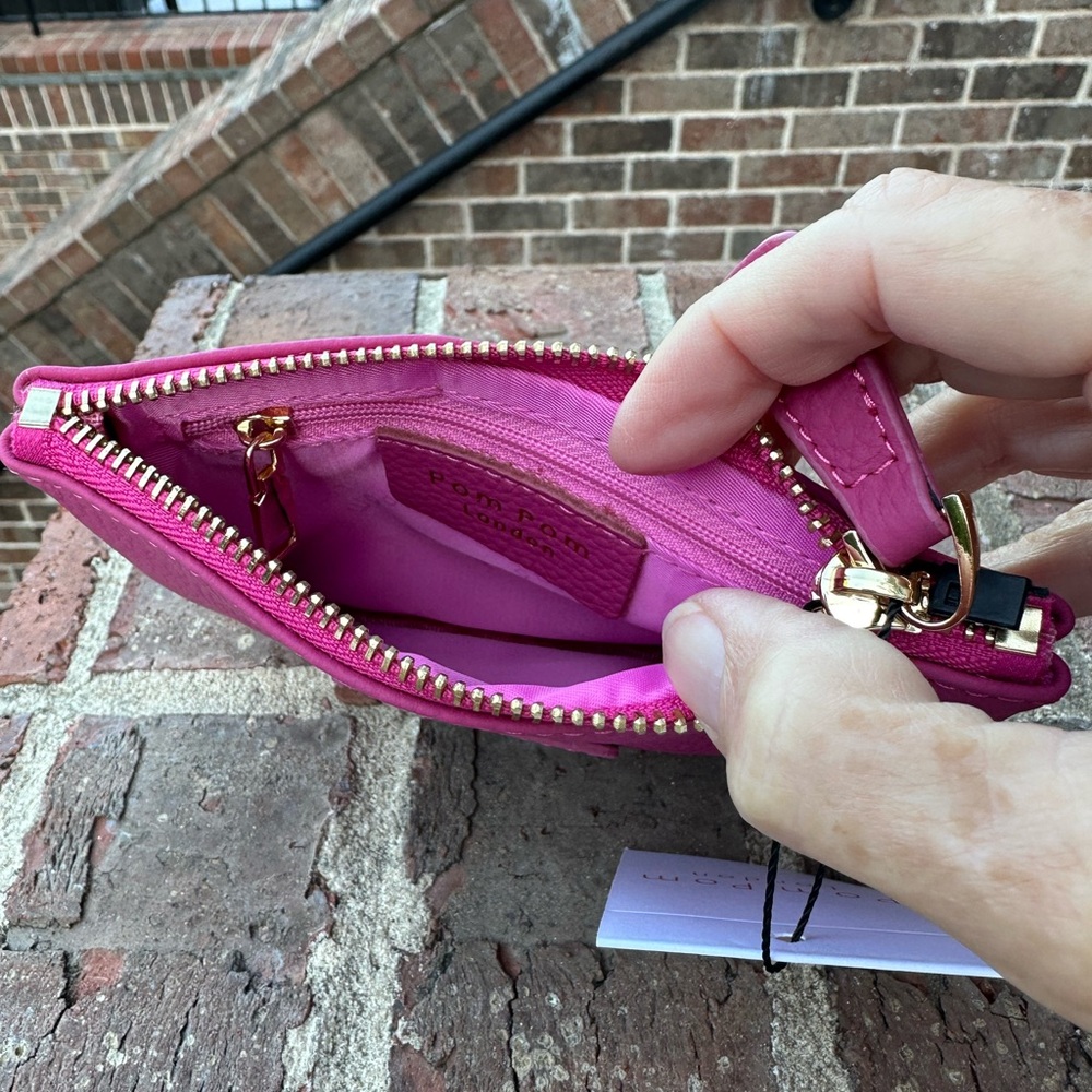 Pom Pom London, Fuchsia Leather Zip Pouch NWT - Picture 4 of 4
